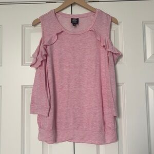 Bobeau Pink Cold Shoulder Sweatshirt